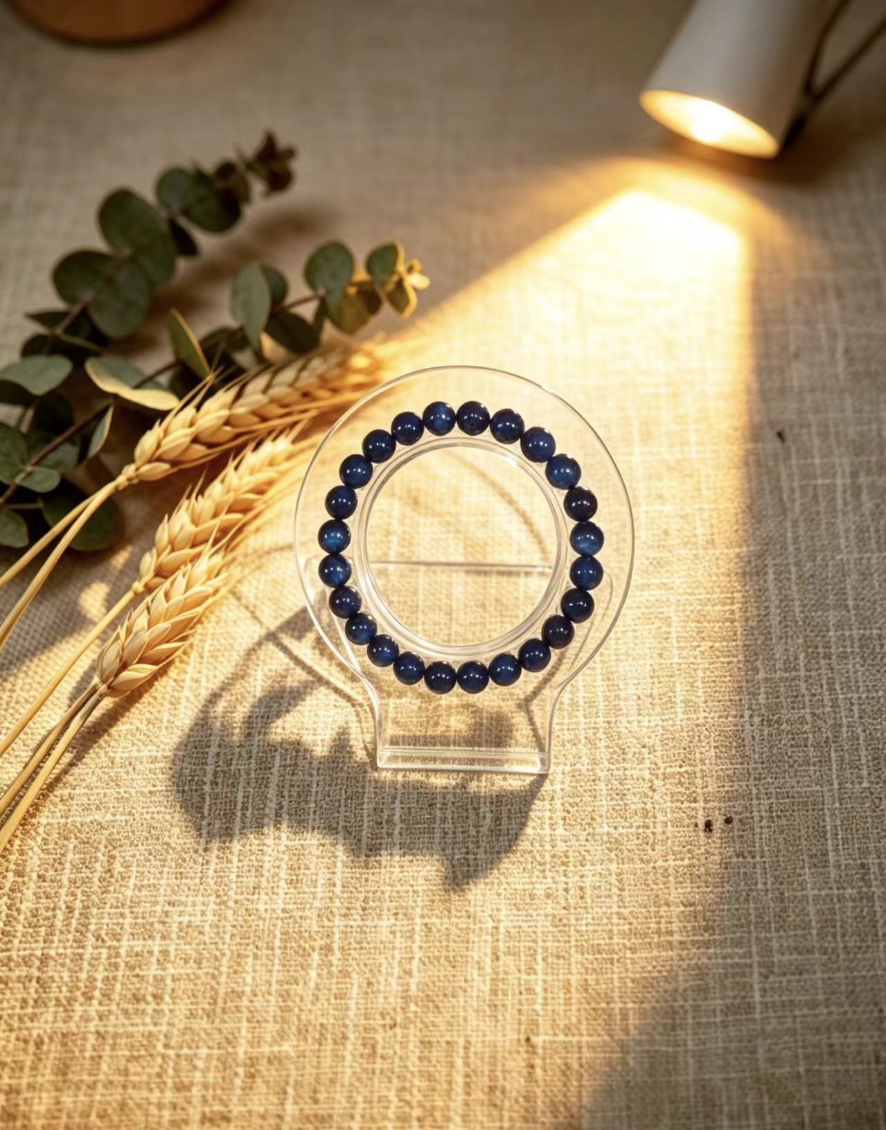 Deep Blue Tiger’s Eye Beaded Bracelet • 8.5mm • Focus & Inner Strength