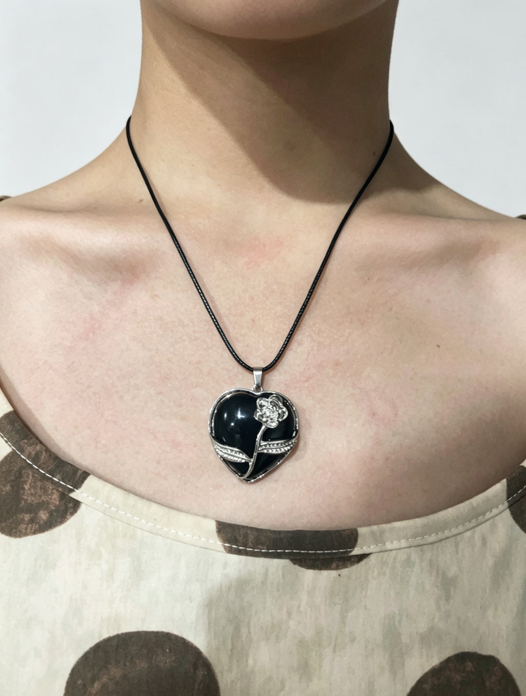 Black Heart Rose Locket Necklace