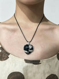 Black Heart Rose Locket Necklace