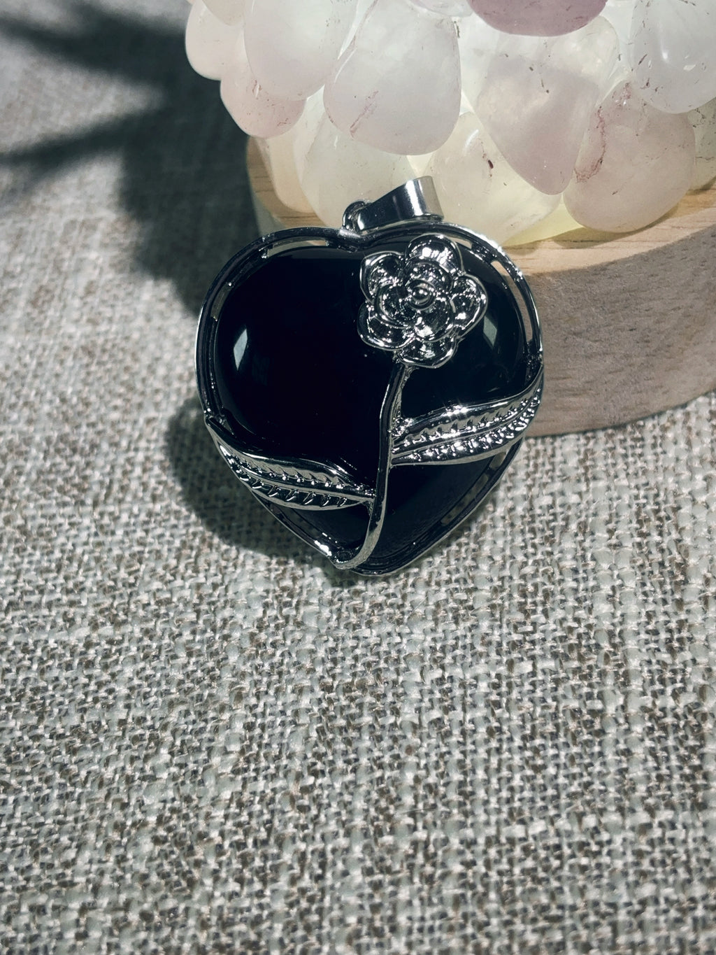 Black Heart Rose Locket Necklace
