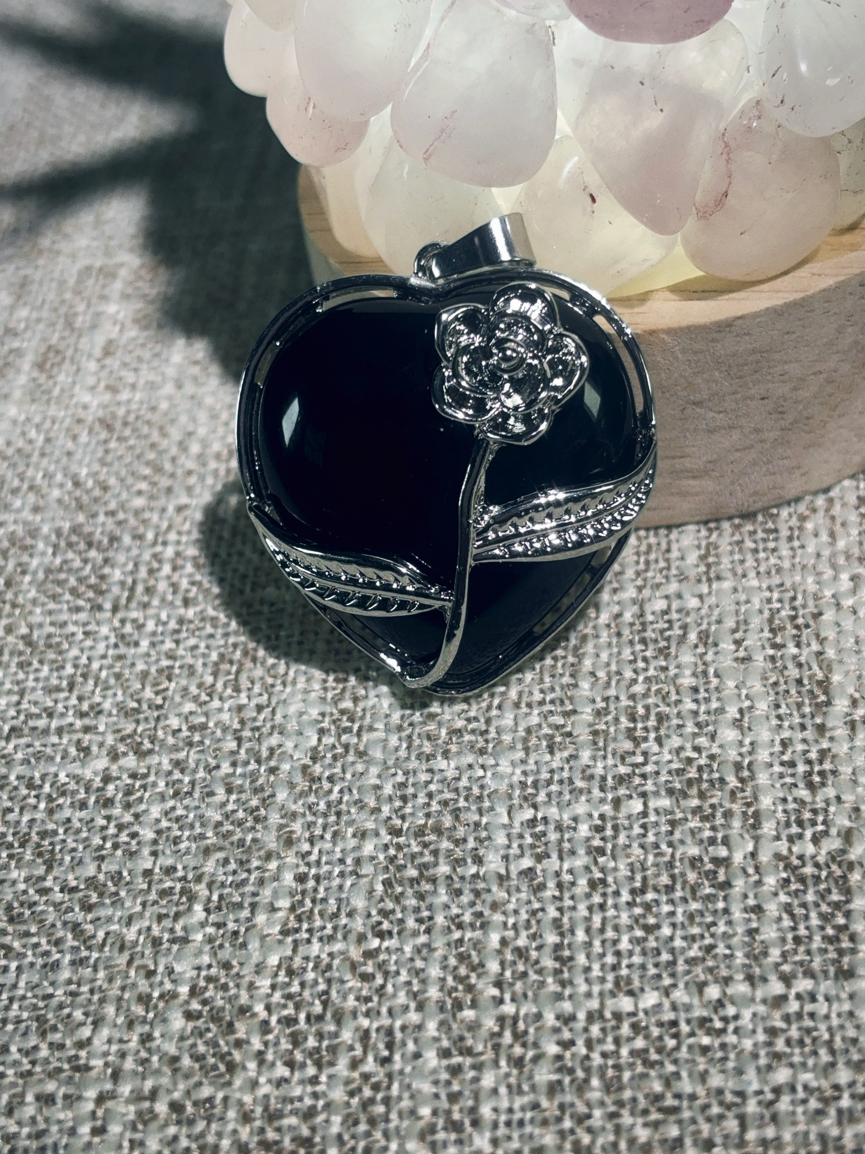 Black Heart Rose Locket Necklace