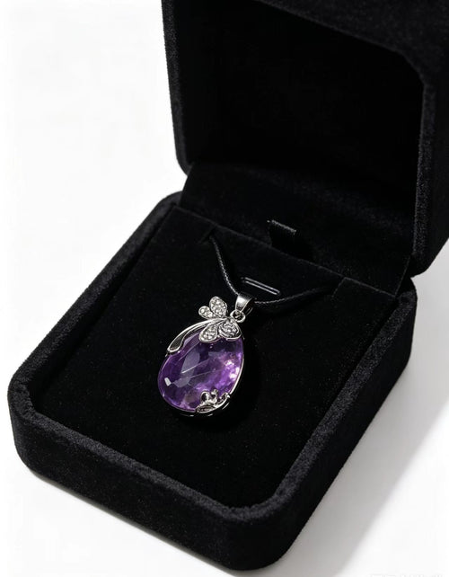 Amethyst Pendant Necklace with Silver Floral Accent