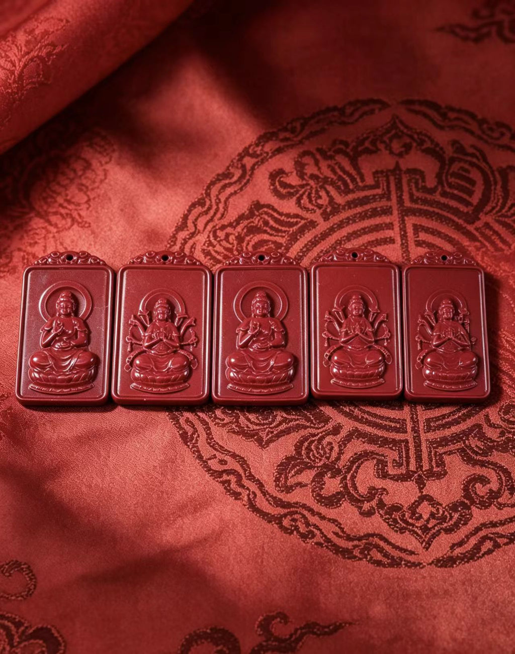 Natural Cinnabar Buddha Pendant - Vermilion Zodiac Guardian Amulet Necklace